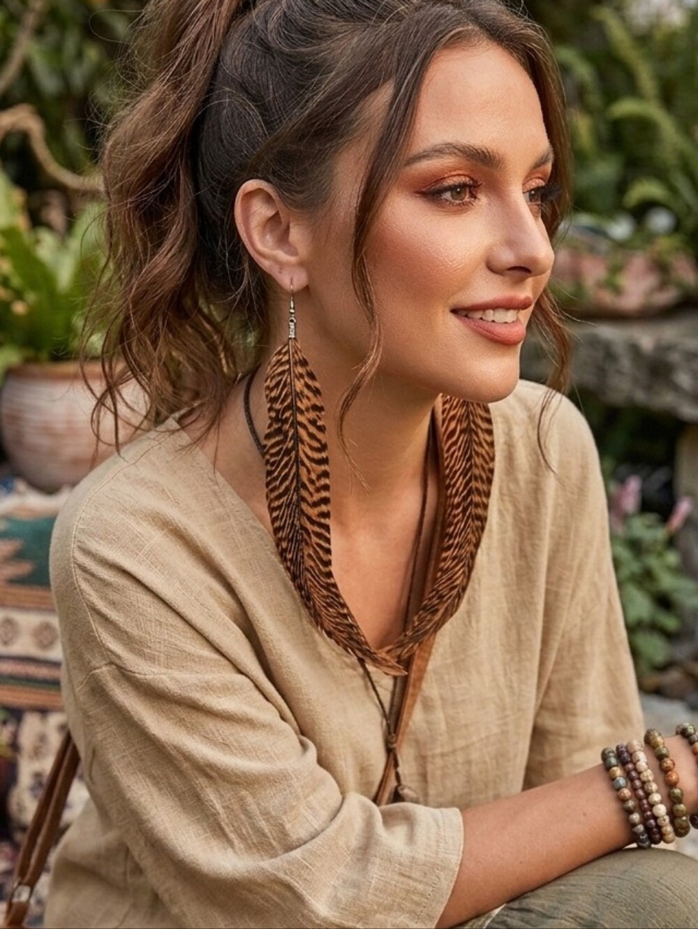 Brown Feather Earrings